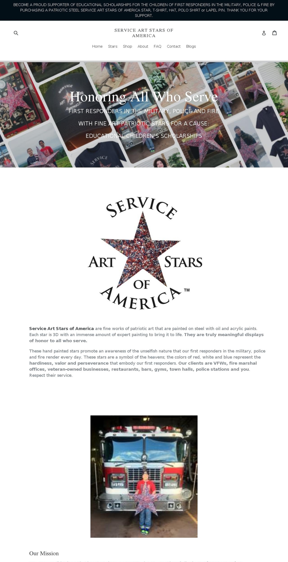 serviceartstarsofamerica.com — Shopify storefront screenshot