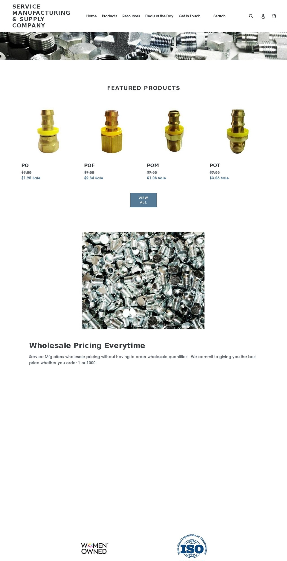 servicemanufacturing.com shopify website screenshot