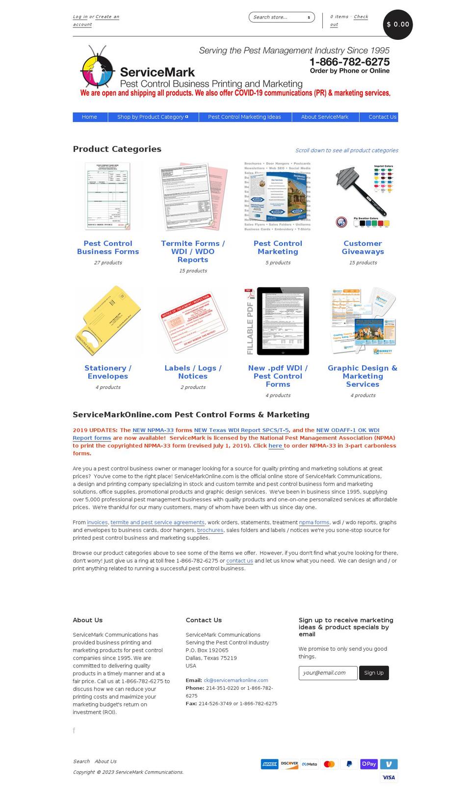 New Standard - modified Shopify theme site example servicemark-pest-control-business-printing-marketing.myshopify.com