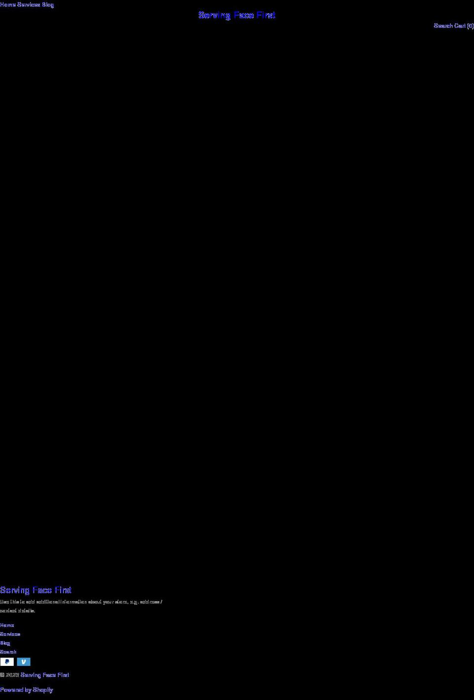 servingfacefirst.com shopify website screenshot