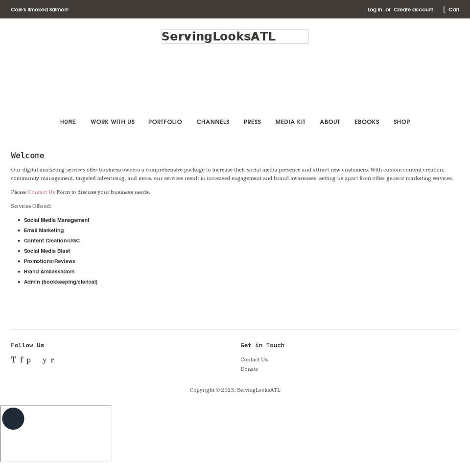 servinglooksatl.com shopify website screenshot