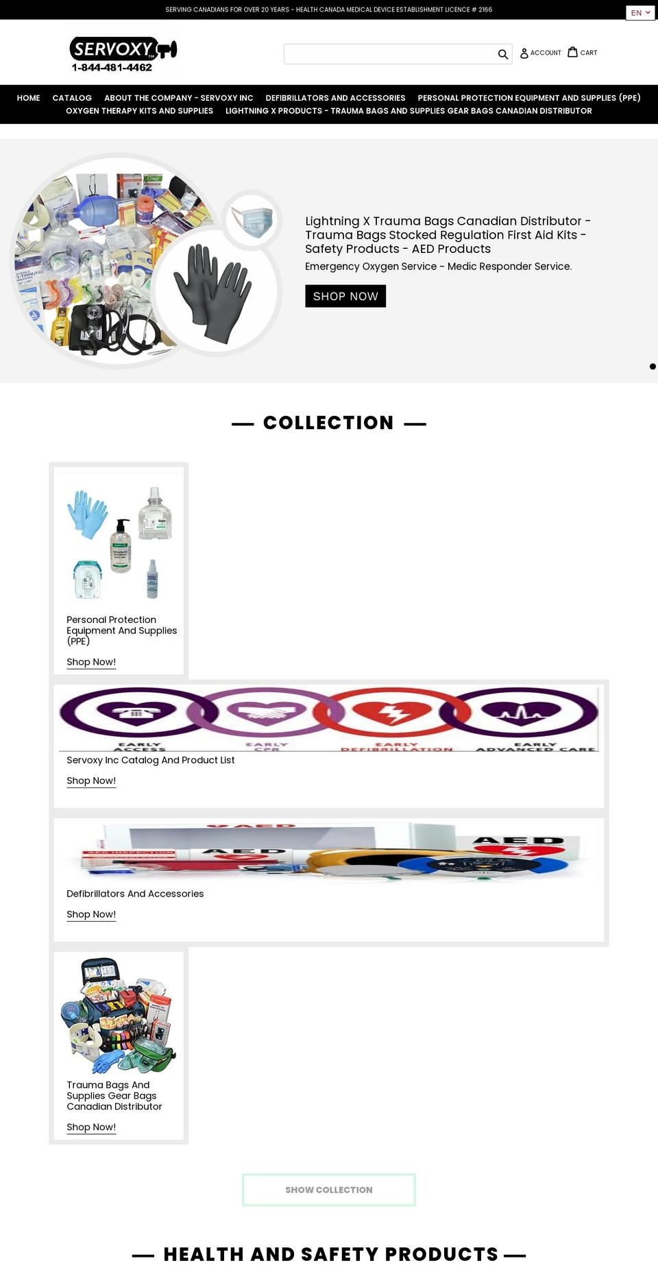 servoxy.ca shopify website screenshot