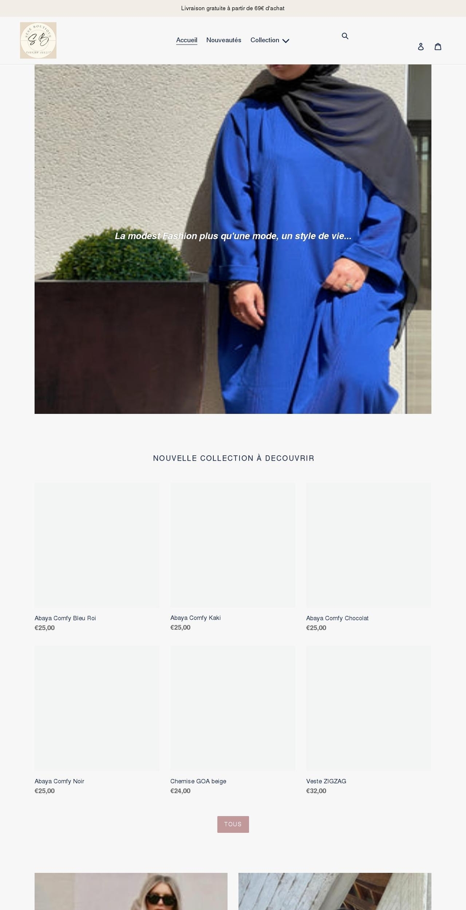 seseboutique.com shopify website screenshot