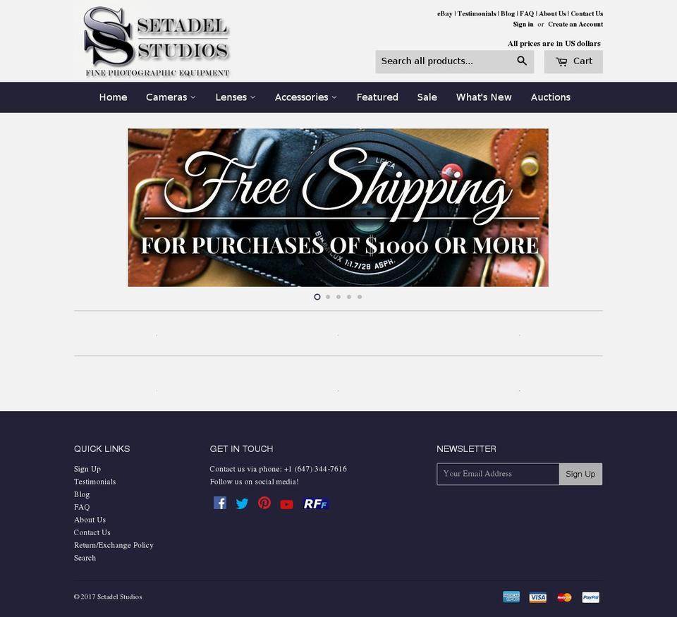 setadelstudios.com shopify website screenshot