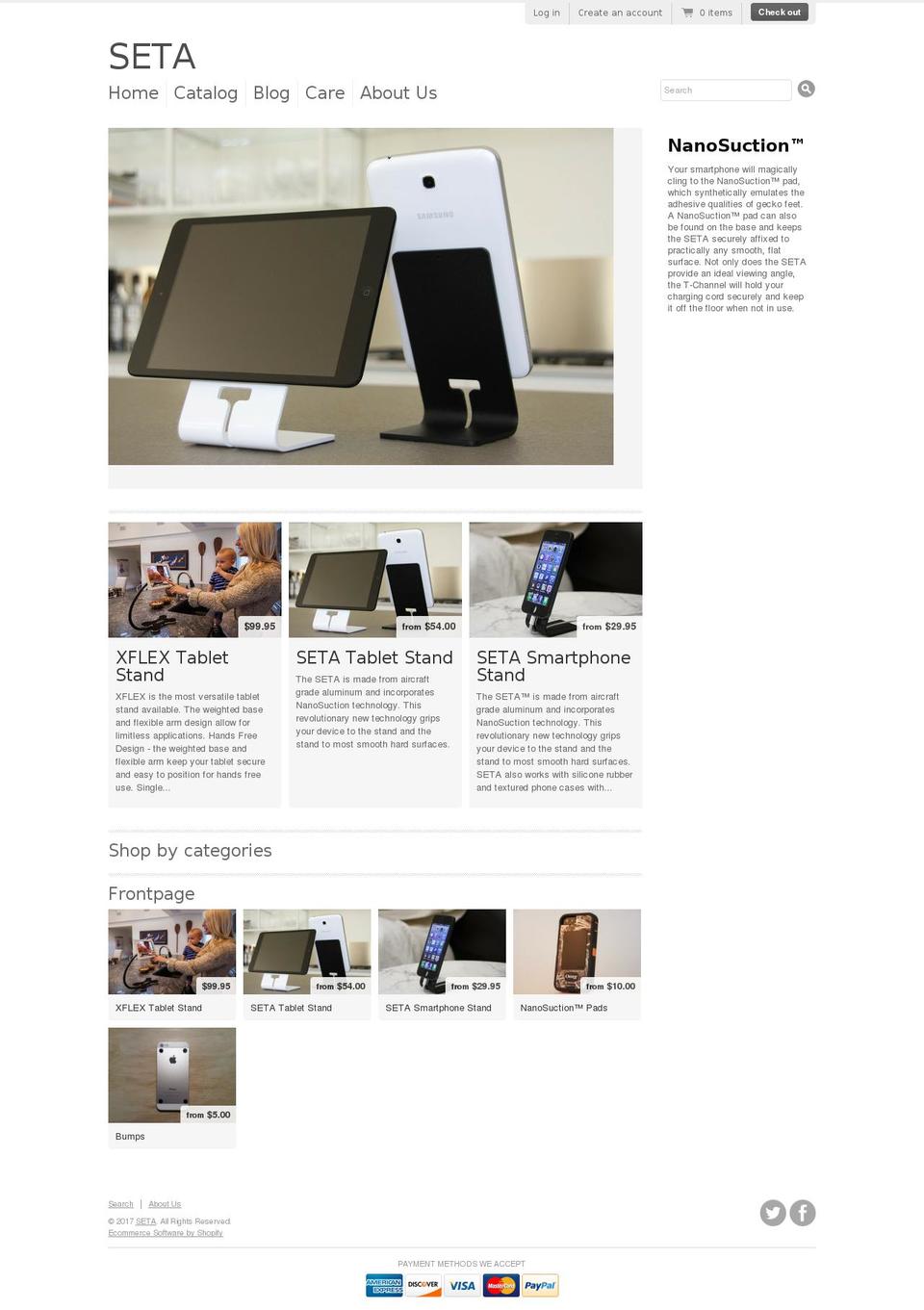 setastand.com shopify website screenshot