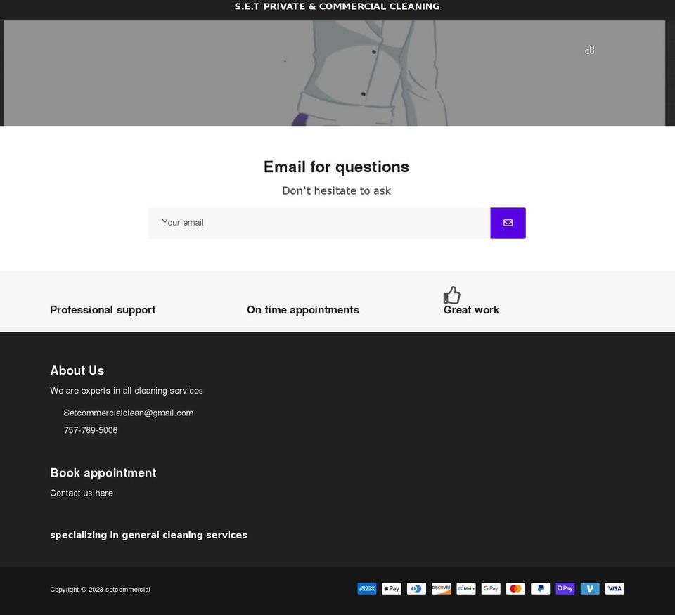 setcommercialclean.com shopify website screenshot