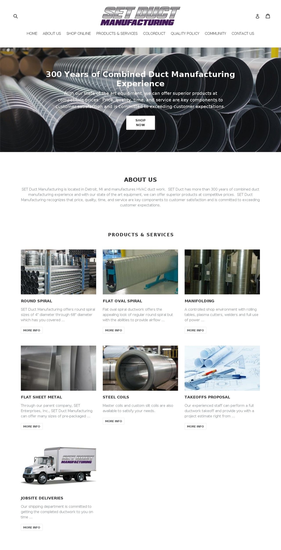 setduct.com shopify website screenshot