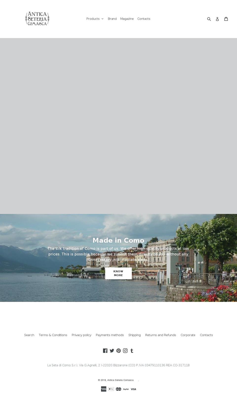 seteriacomasca.com shopify website screenshot