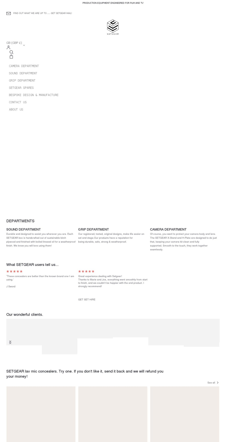 setgear.co.uk shopify website screenshot
