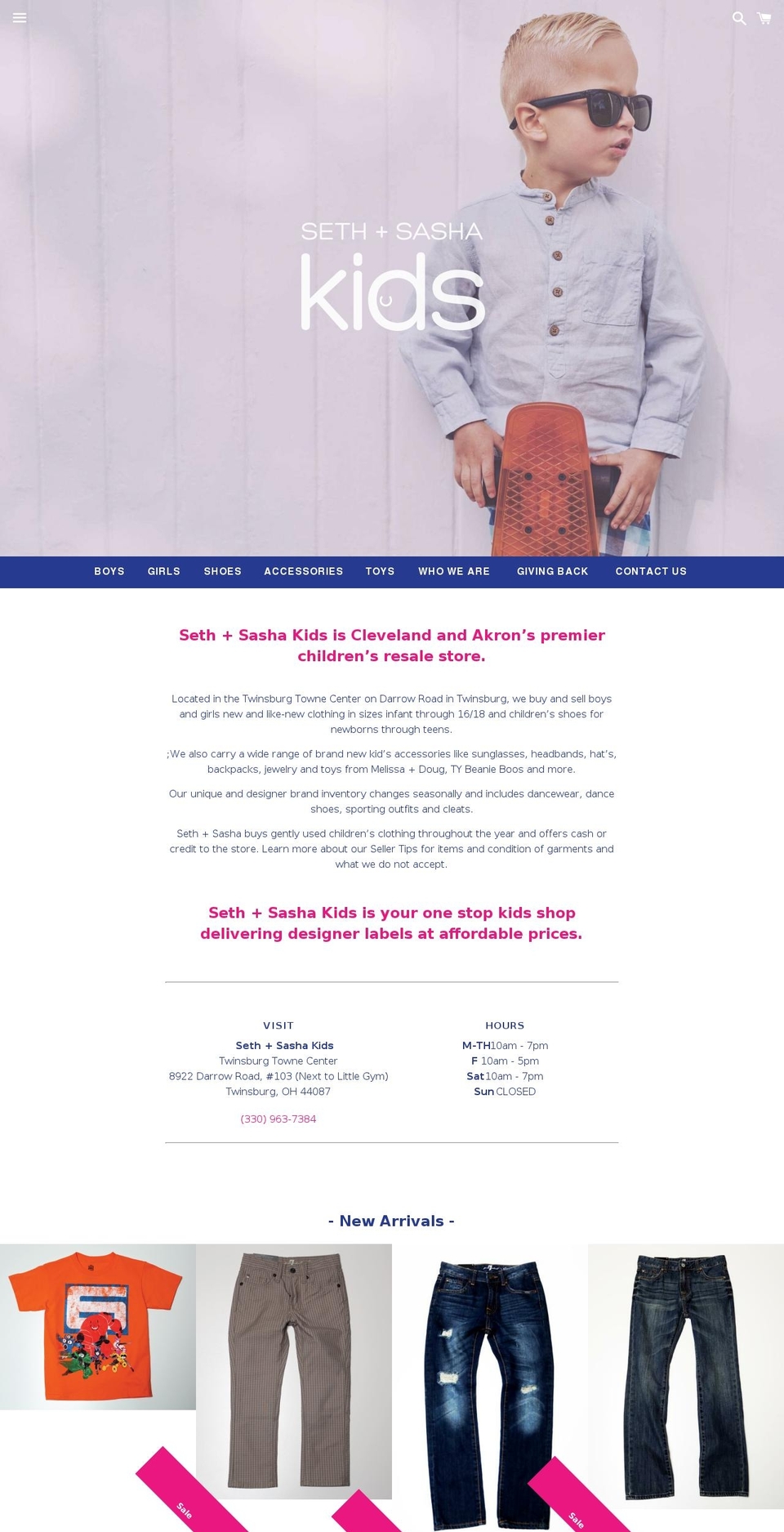 seth-sasha.com shopify website screenshot