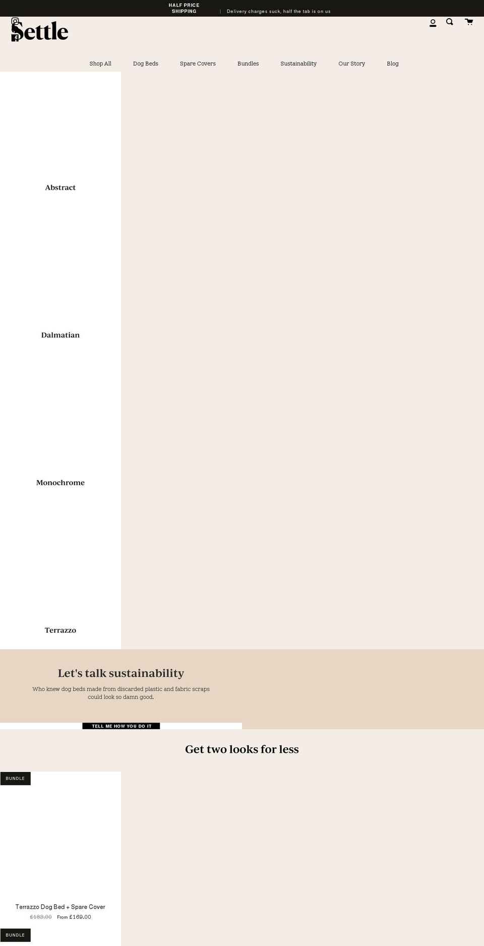 settlebeds.com shopify website screenshot