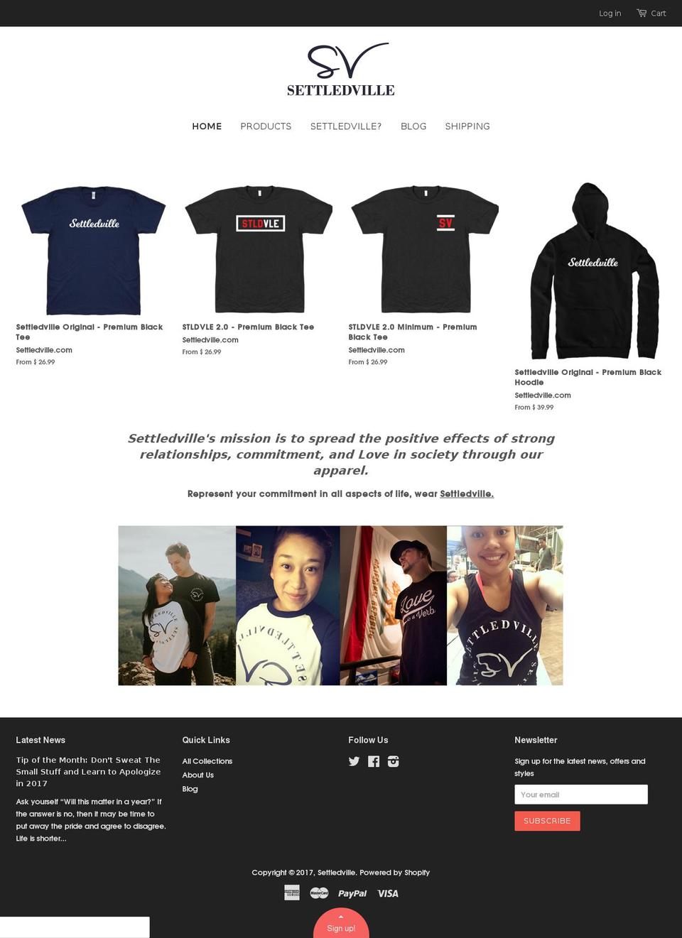 settledville.com shopify website screenshot