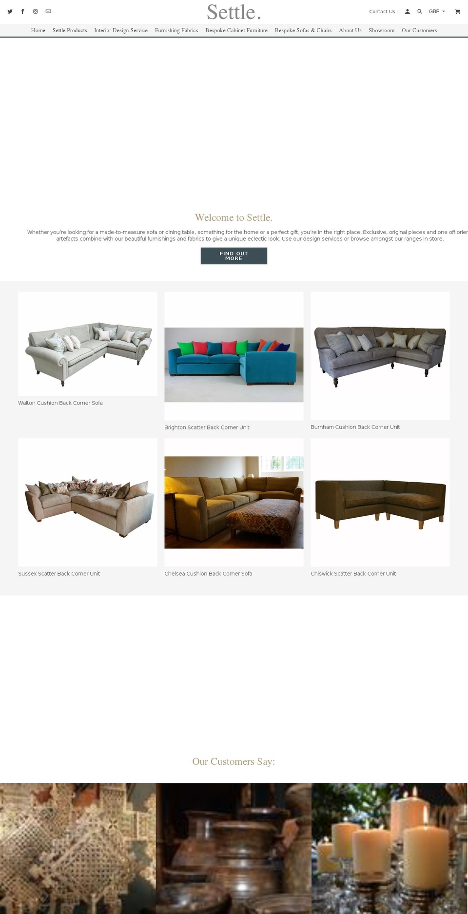 settlehome.co.uk shopify website screenshot