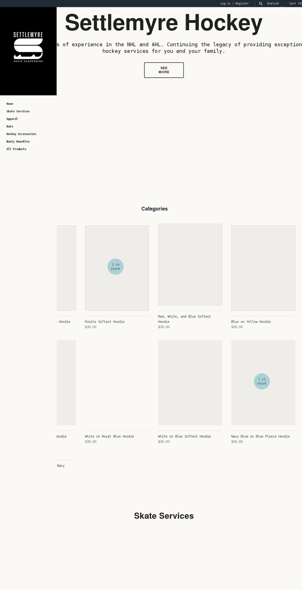 settlemyreskatesharpening.com shopify website screenshot