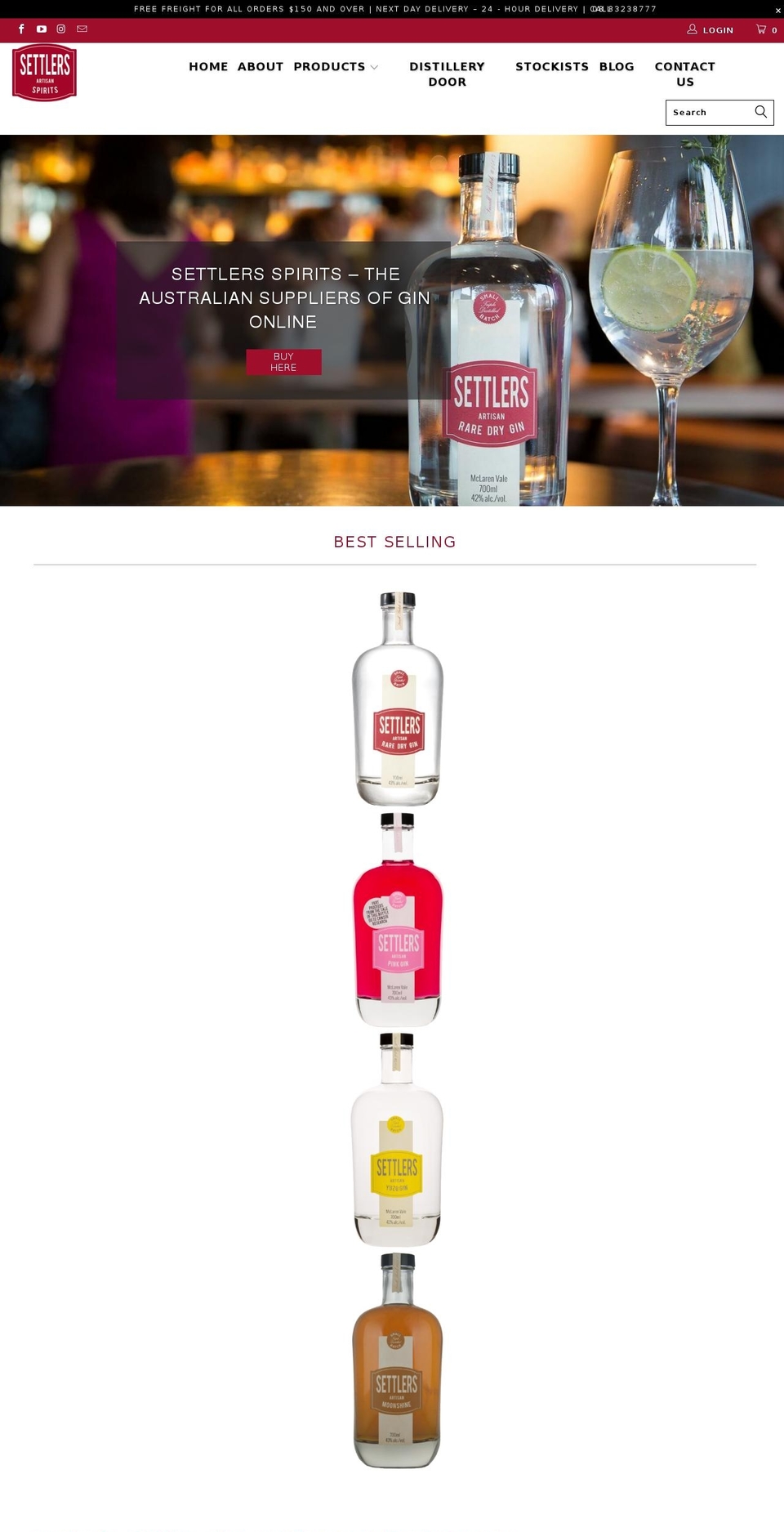 settlersspirits.com.au shopify website screenshot