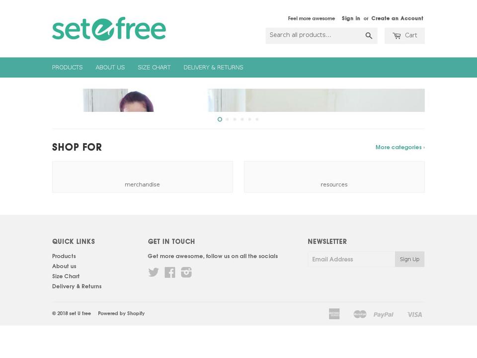 setufreeshop.com — Shopify storefront screenshot