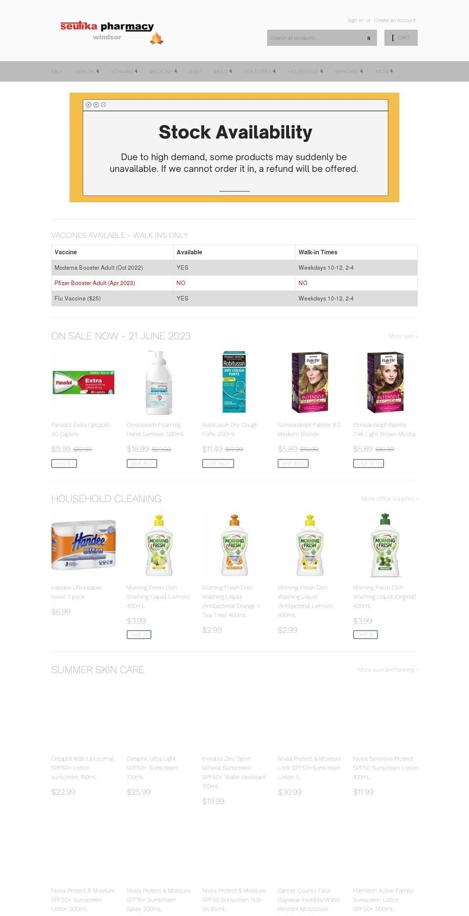 seutikapharmacy.com.au shopify website screenshot