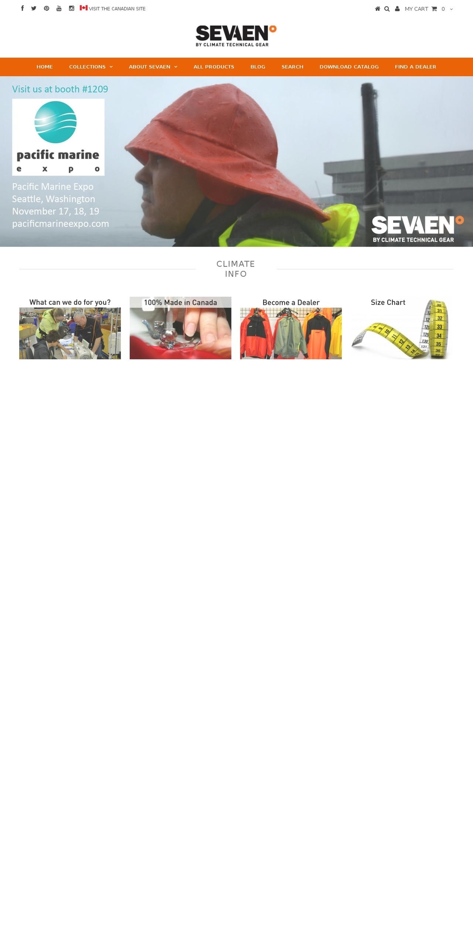 sevaenworkwear.com shopify website screenshot