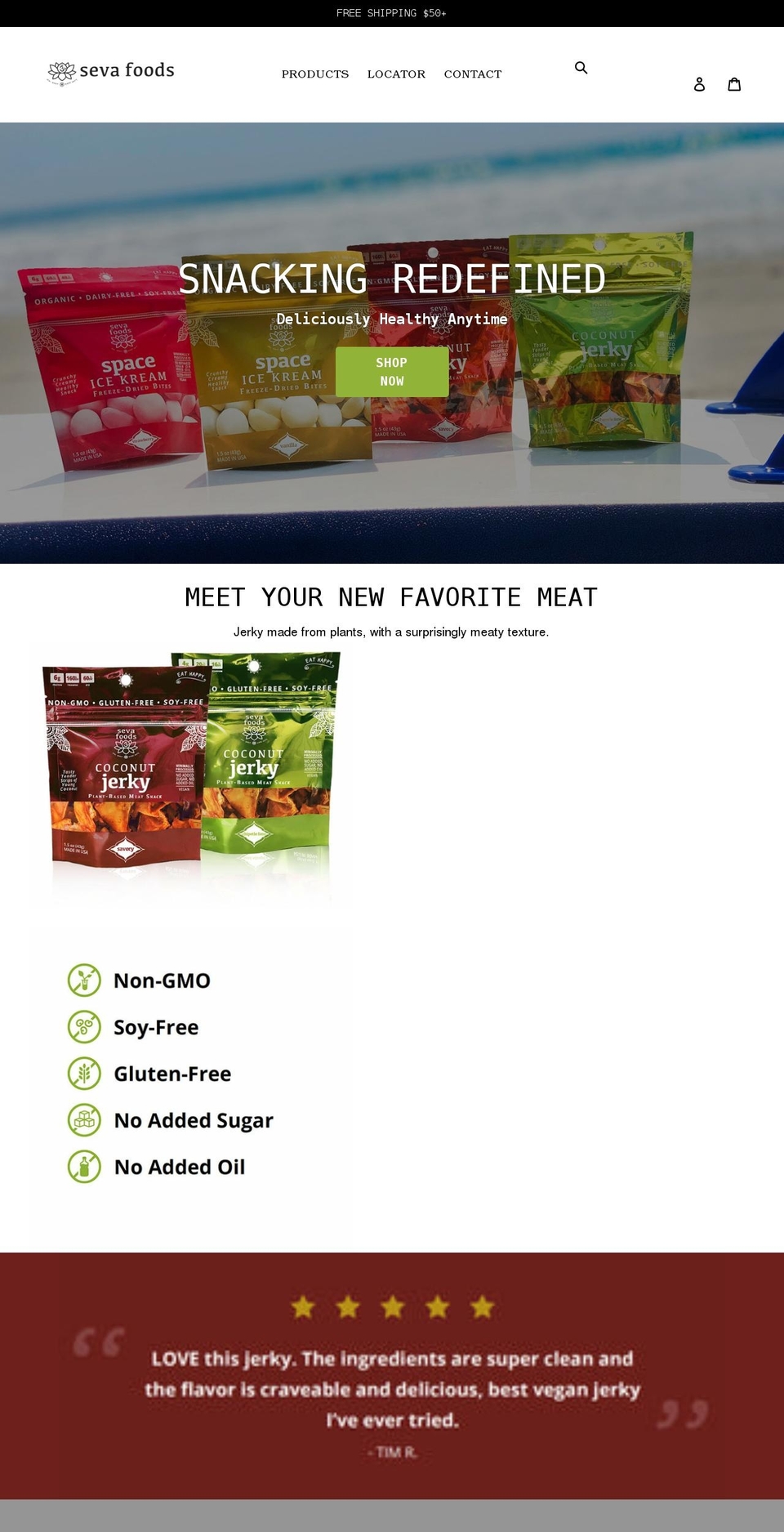 sevafoods.com shopify website screenshot