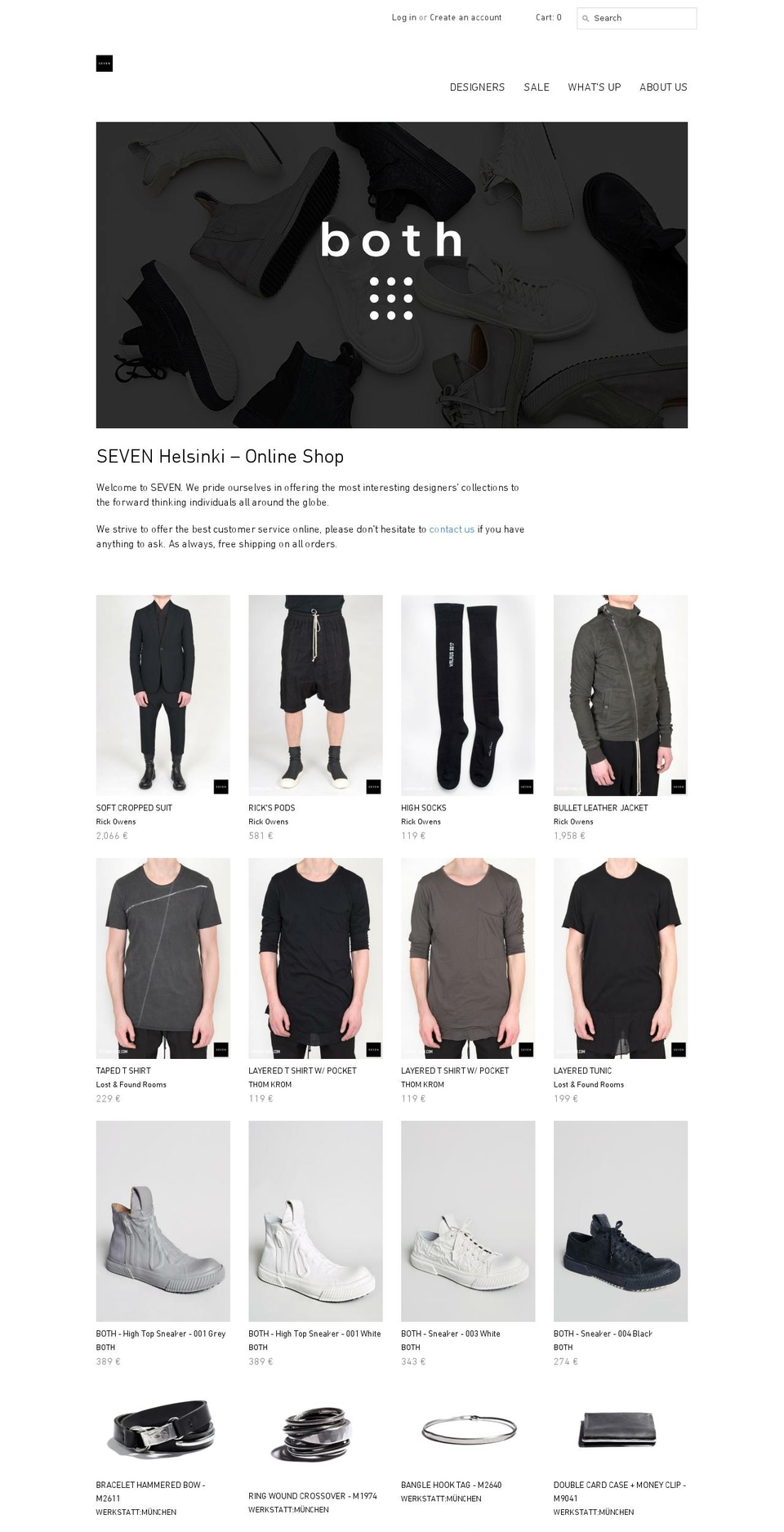 seven-helsinki.com shopify website screenshot