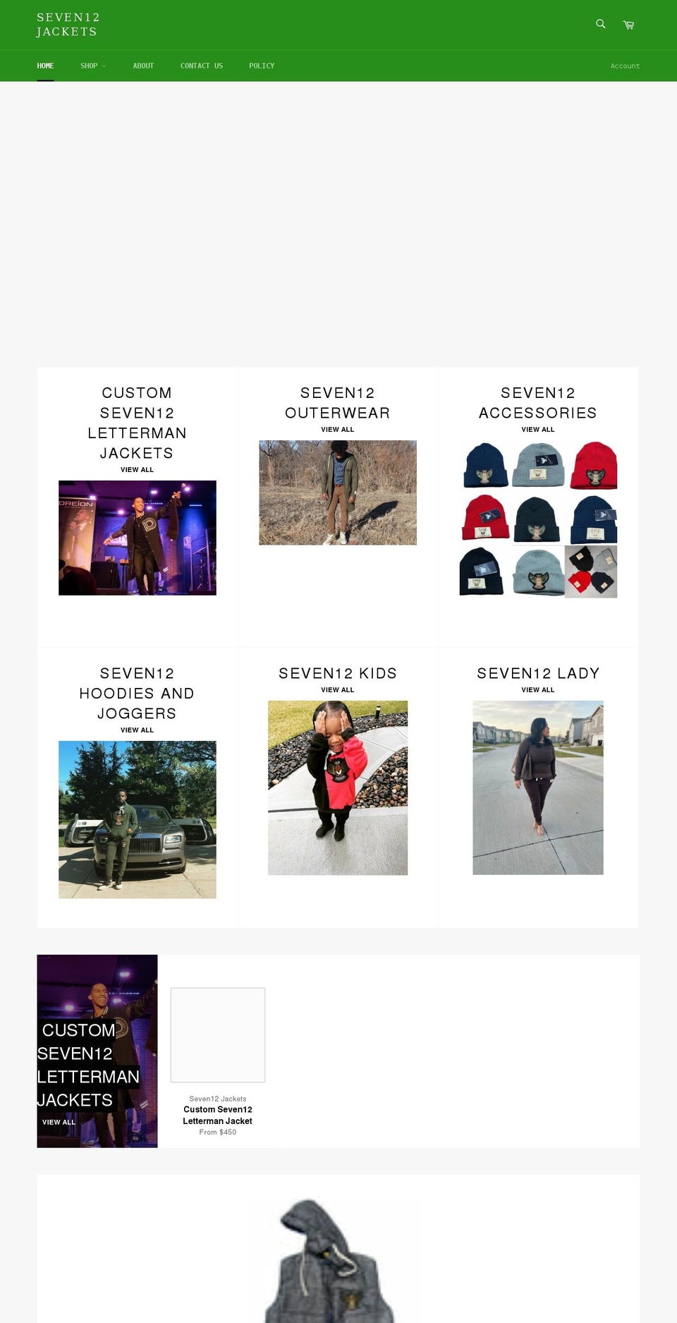 seven12jackets.com shopify website screenshot