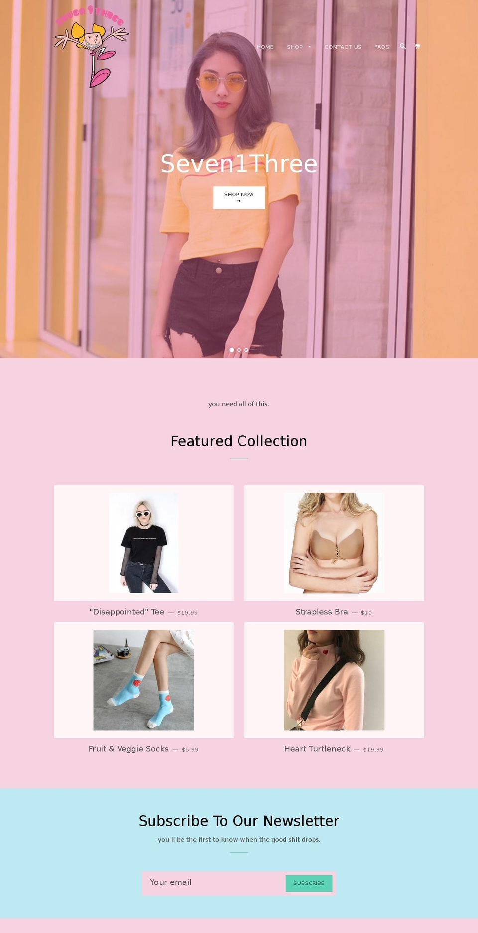 seven1three.com — Shopify storefront screenshot