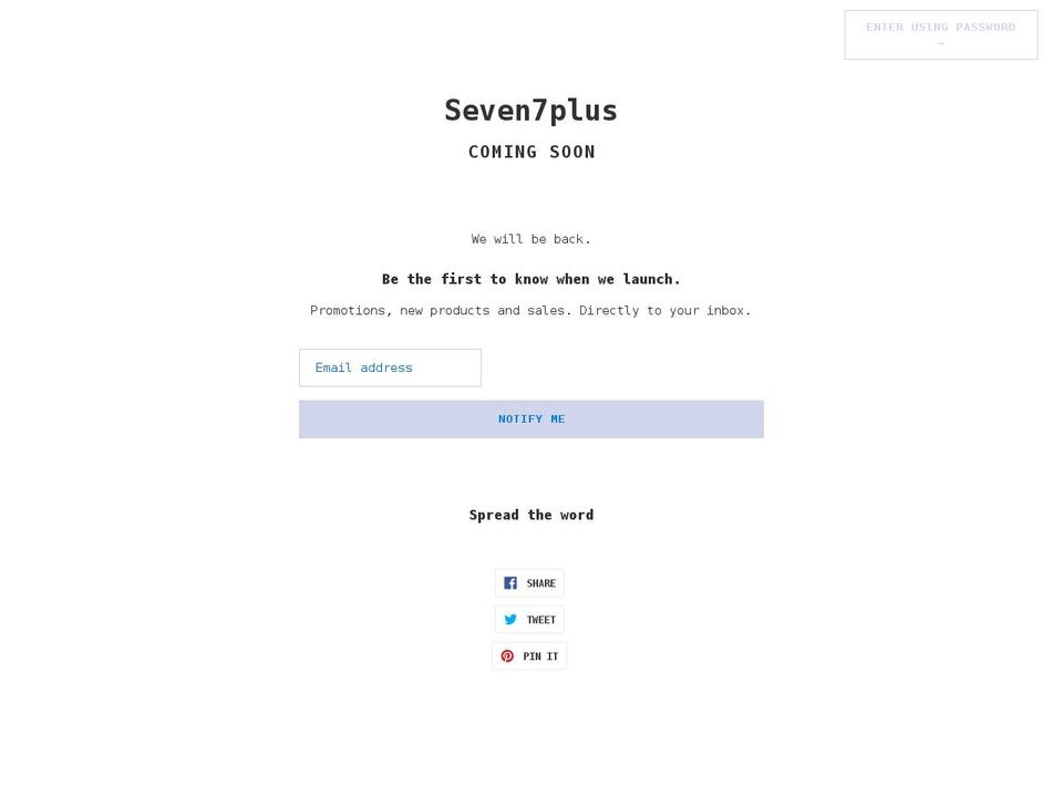seven7plus.myshopify.com shopify website screenshot