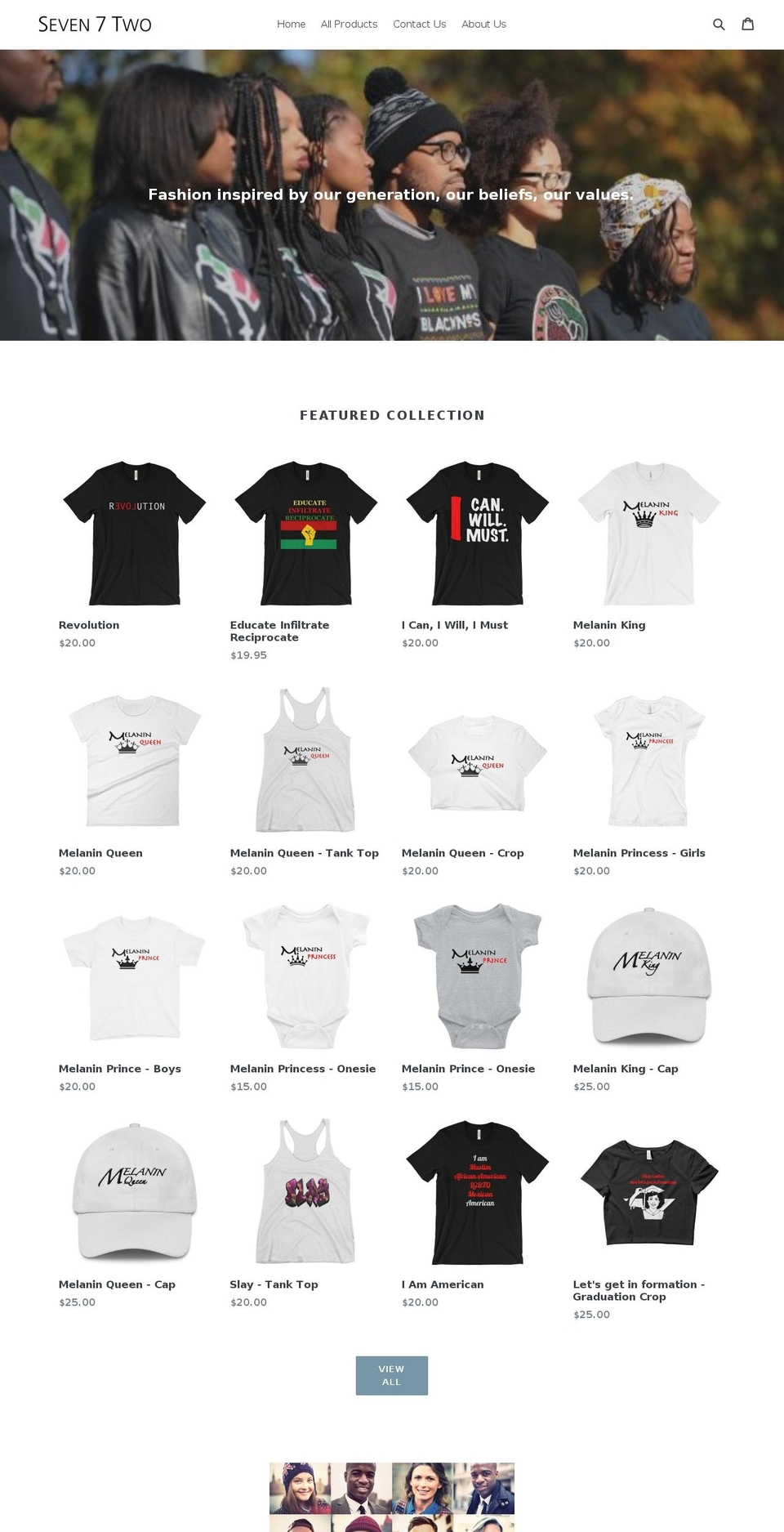 seven7two.com — Shopify storefront screenshot