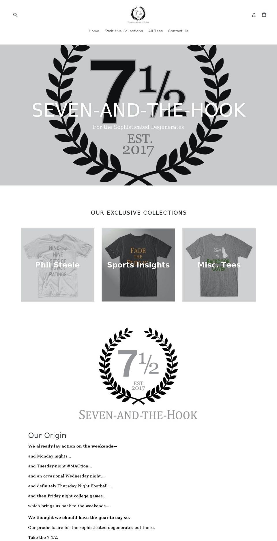 sevenandthehook.com — Shopify storefront screenshot