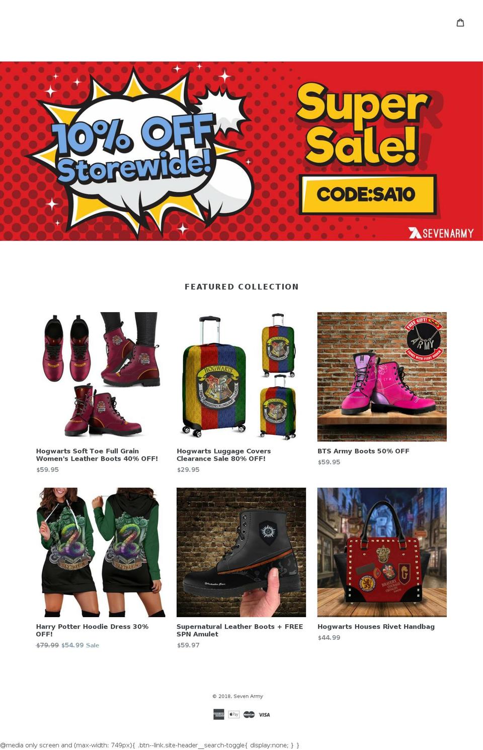 sevenarmy.com — Shopify storefront screenshot
