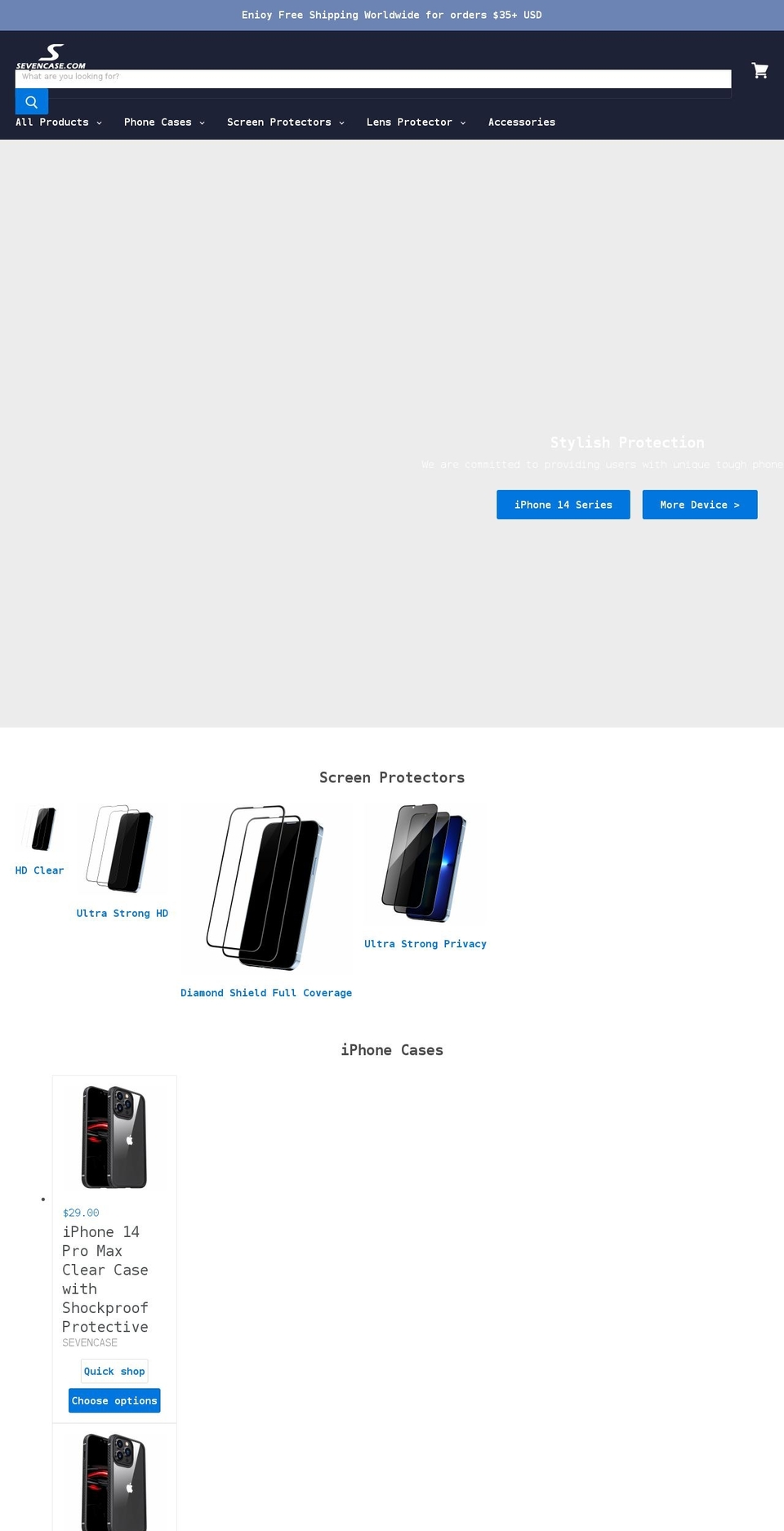 sevencase.com shopify website screenshot