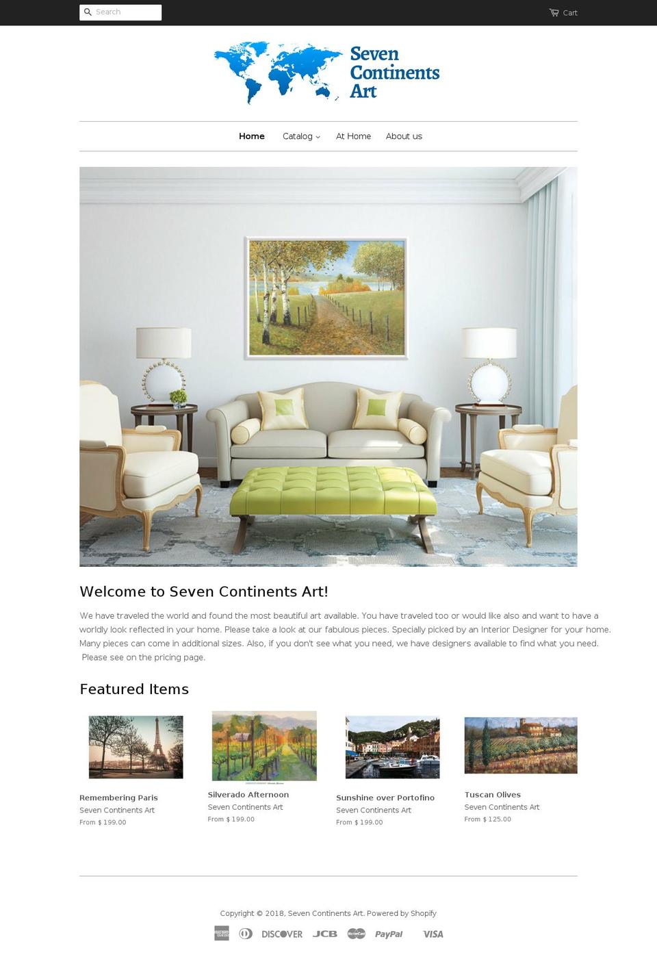 sevencontinentsart.com shopify website screenshot