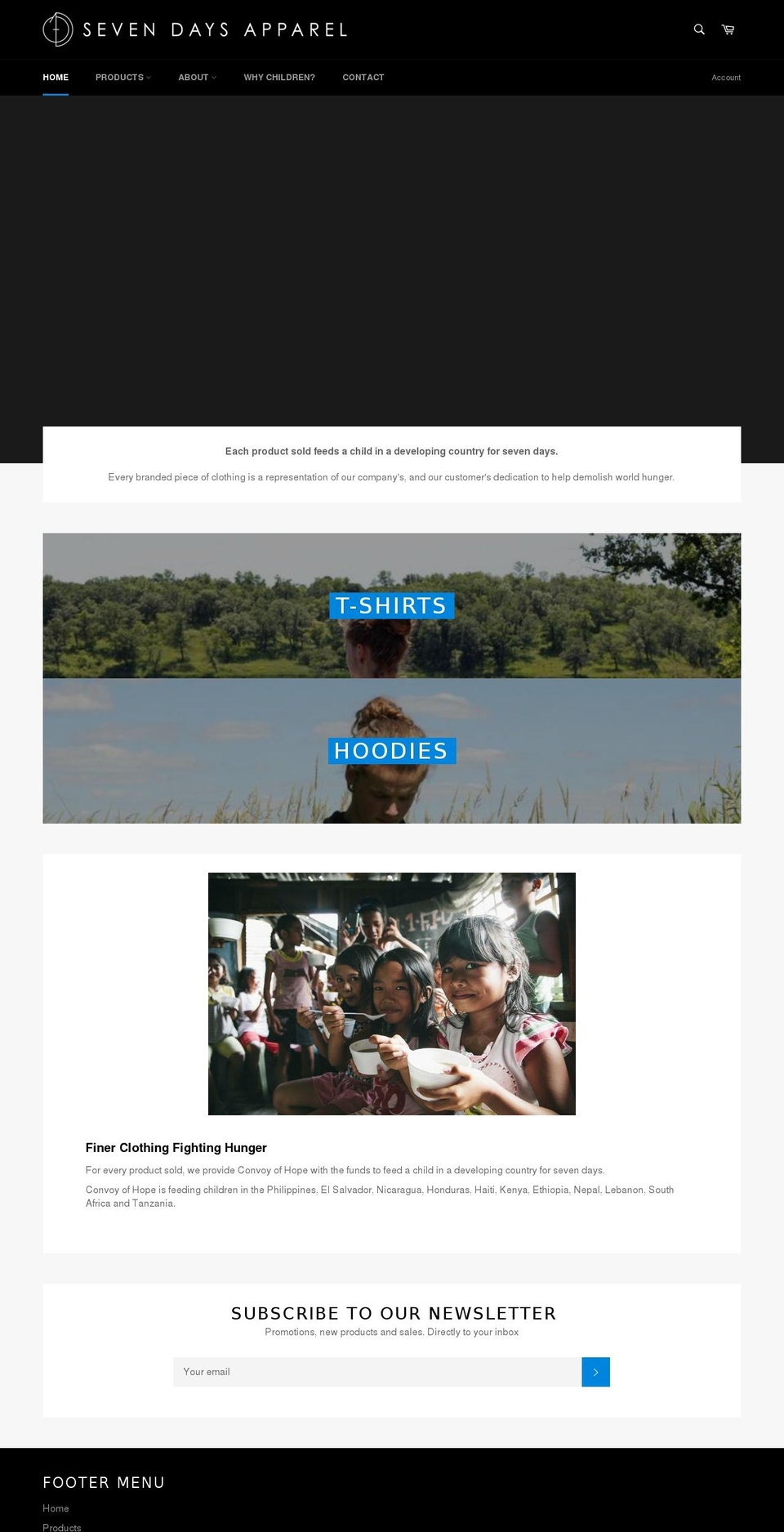 sevendaysapparel.com — Shopify storefront screenshot