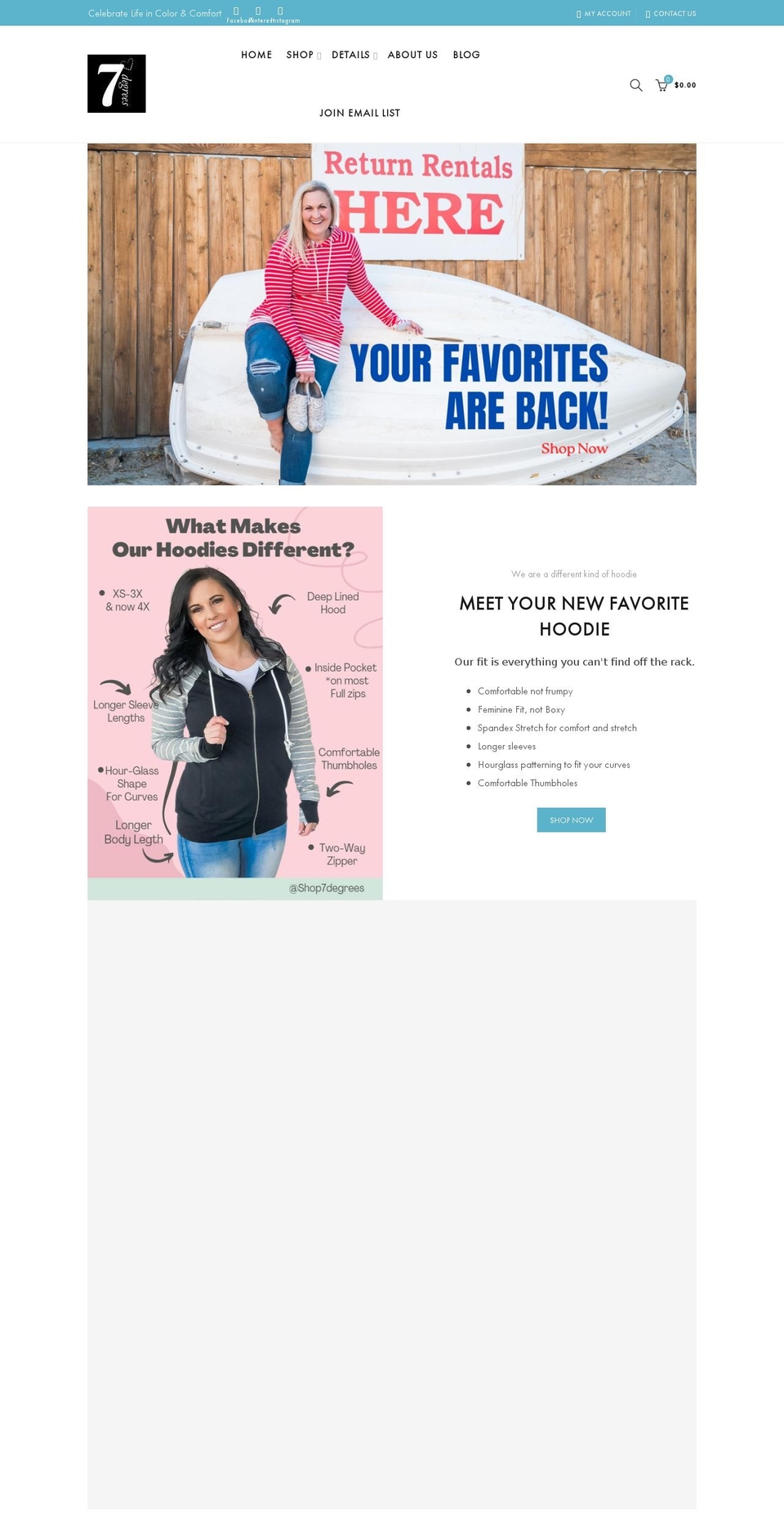 sevendegreesonline.com — Shopify storefront screenshot