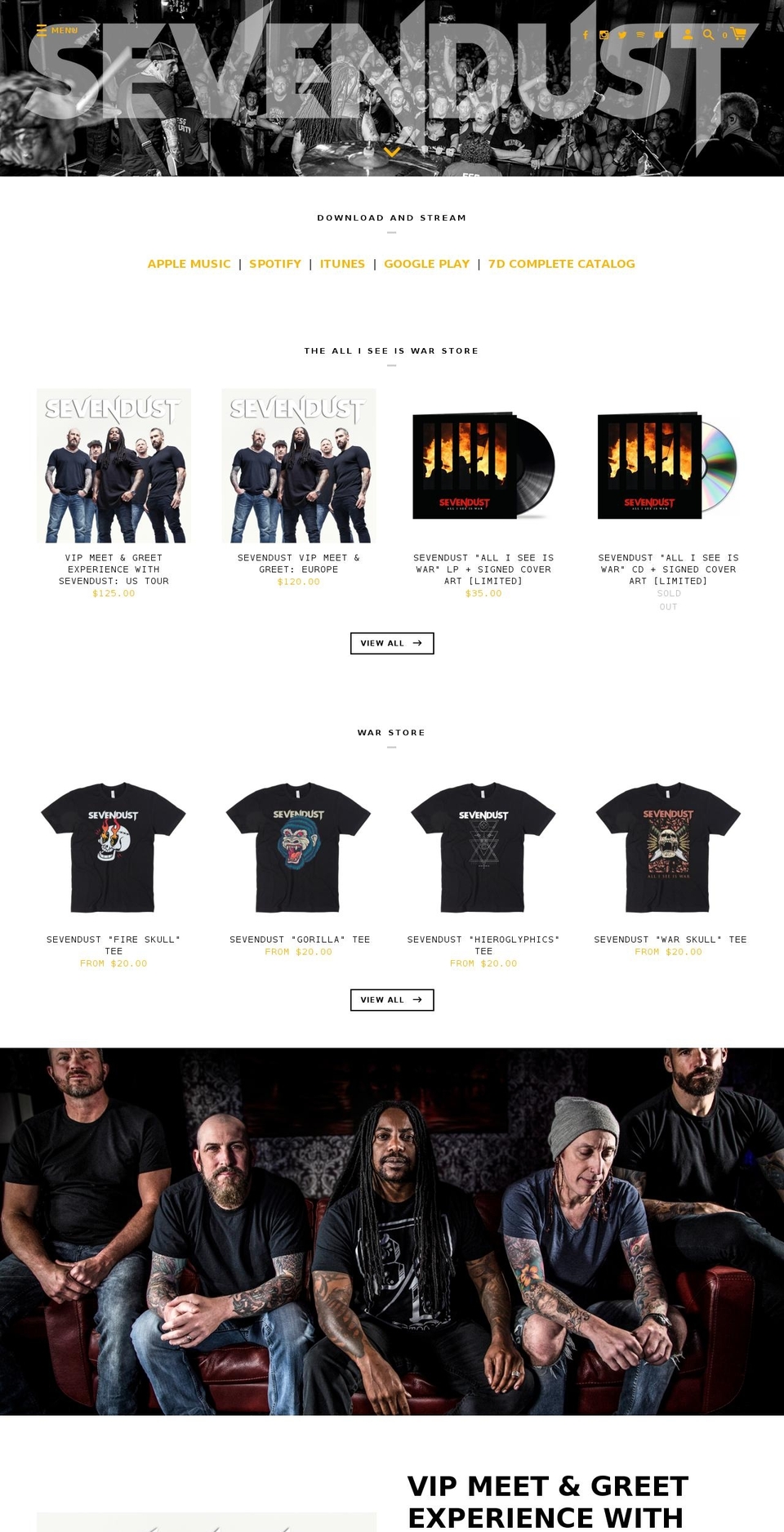 sevendust.com shopify website screenshot