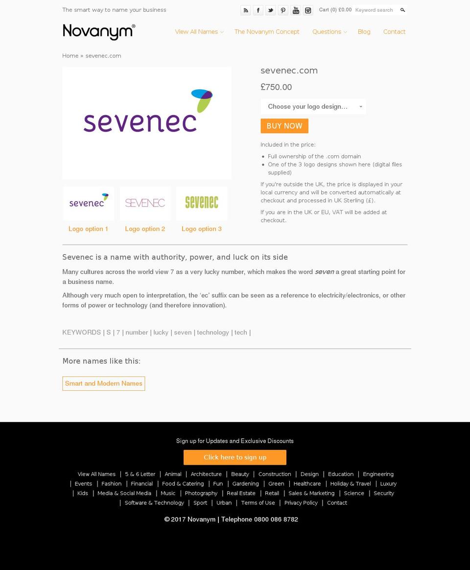 sevenec.com shopify website screenshot