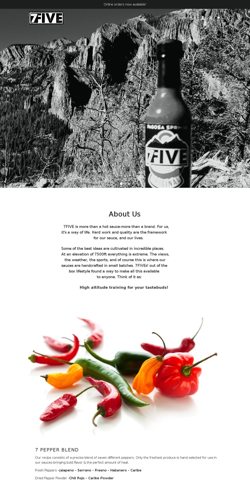 sevenfivepagosa.com — Shopify storefront screenshot