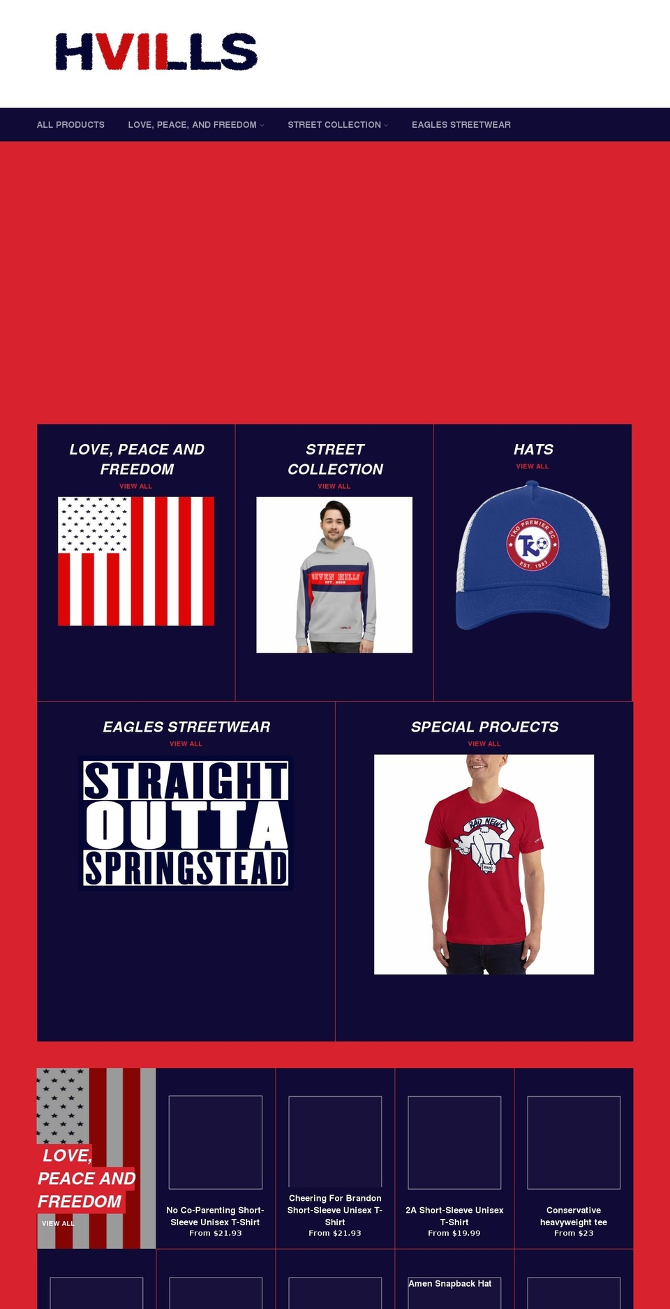 sevenhillsstreetwear.com shopify website screenshot