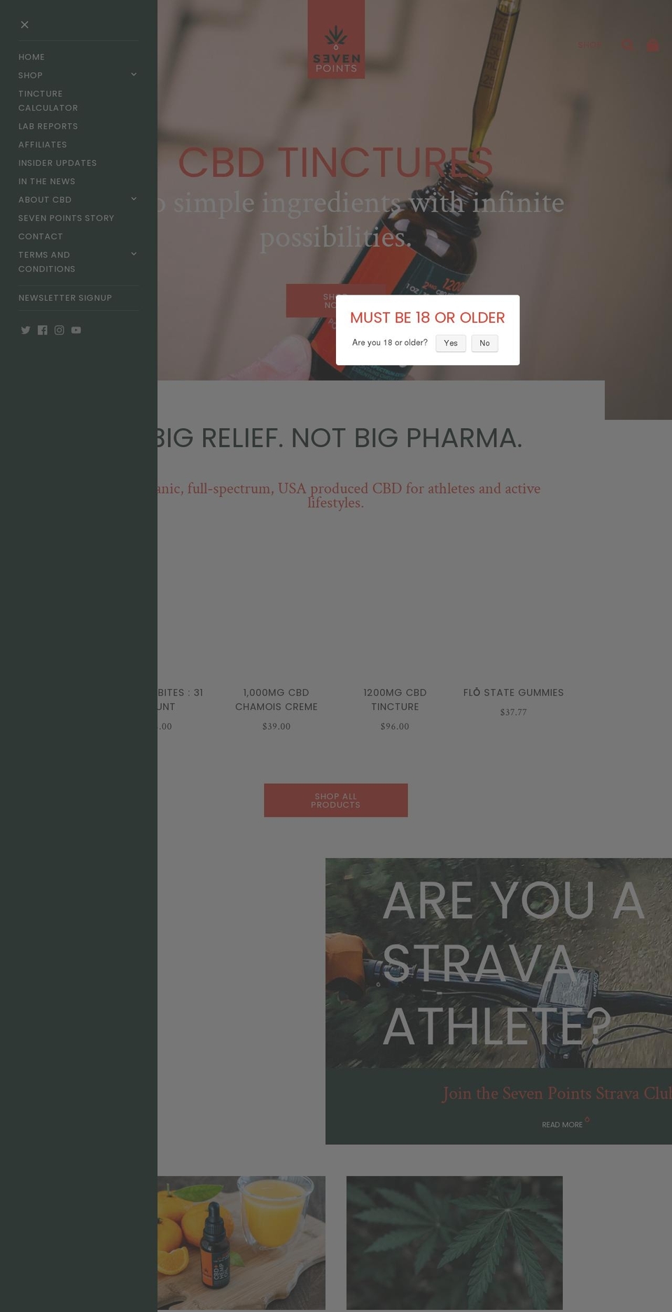 sevenpointscbd.com — Shopify storefront screenshot
