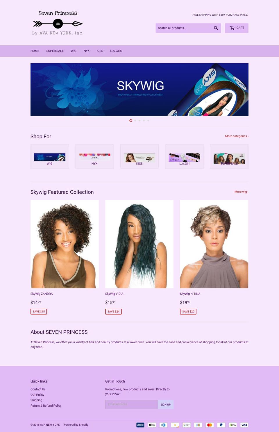 sevenprincess.com shopify website screenshot