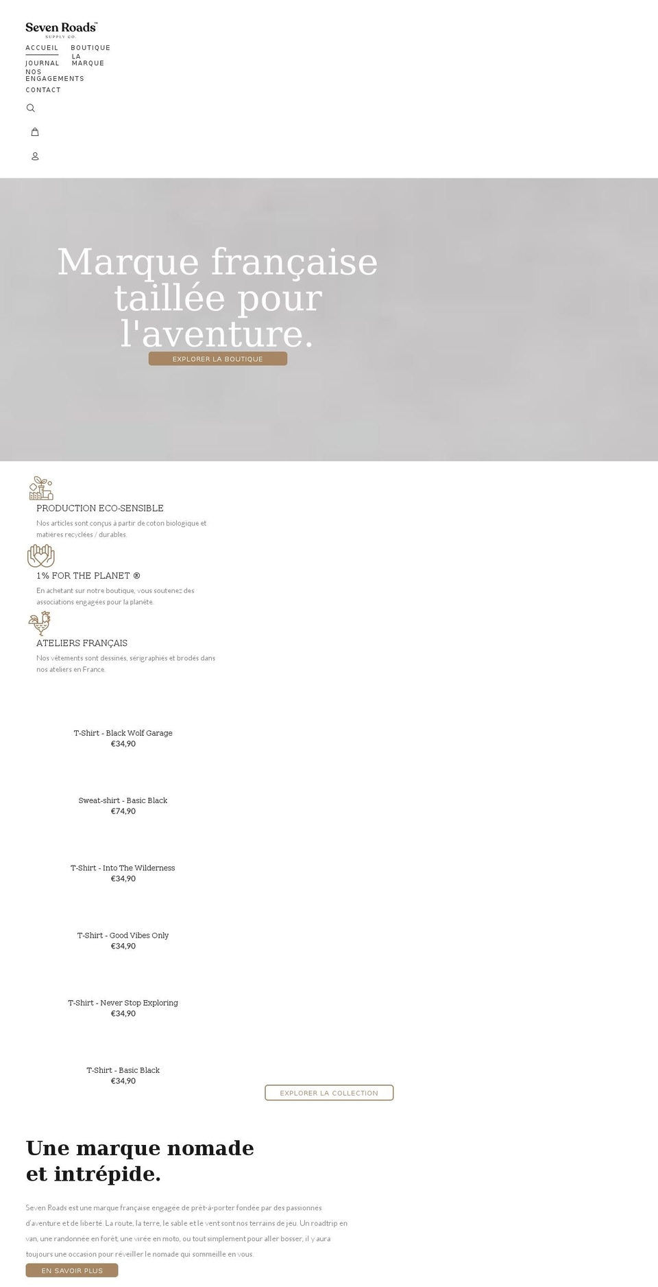 sevenroads.store shopify website screenshot