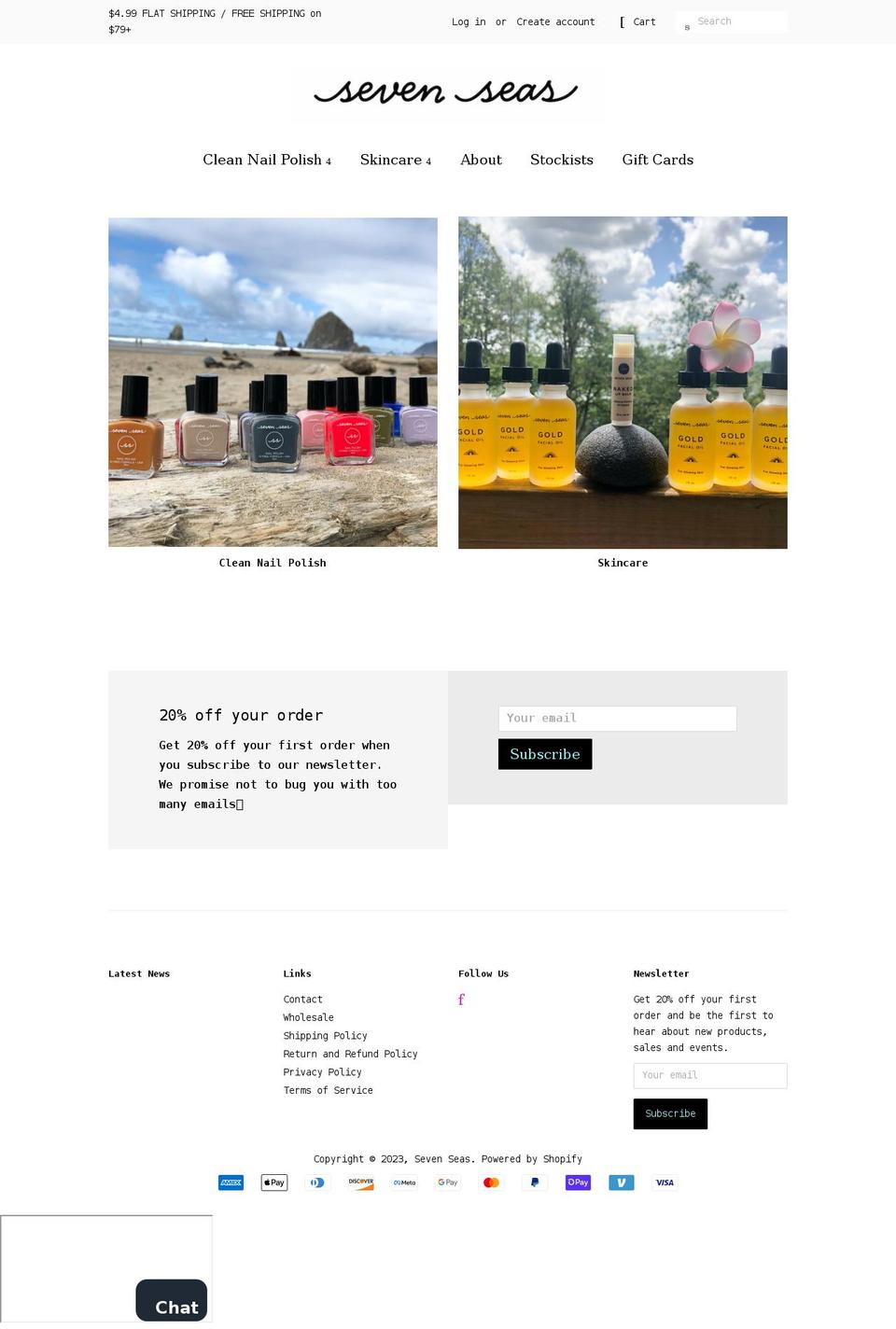 sevenseasbeautiful.com shopify website screenshot