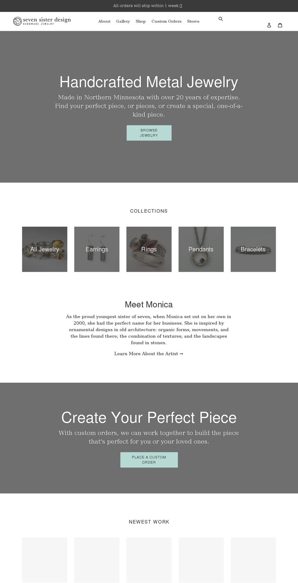 sevensisterdesign.com shopify website screenshot