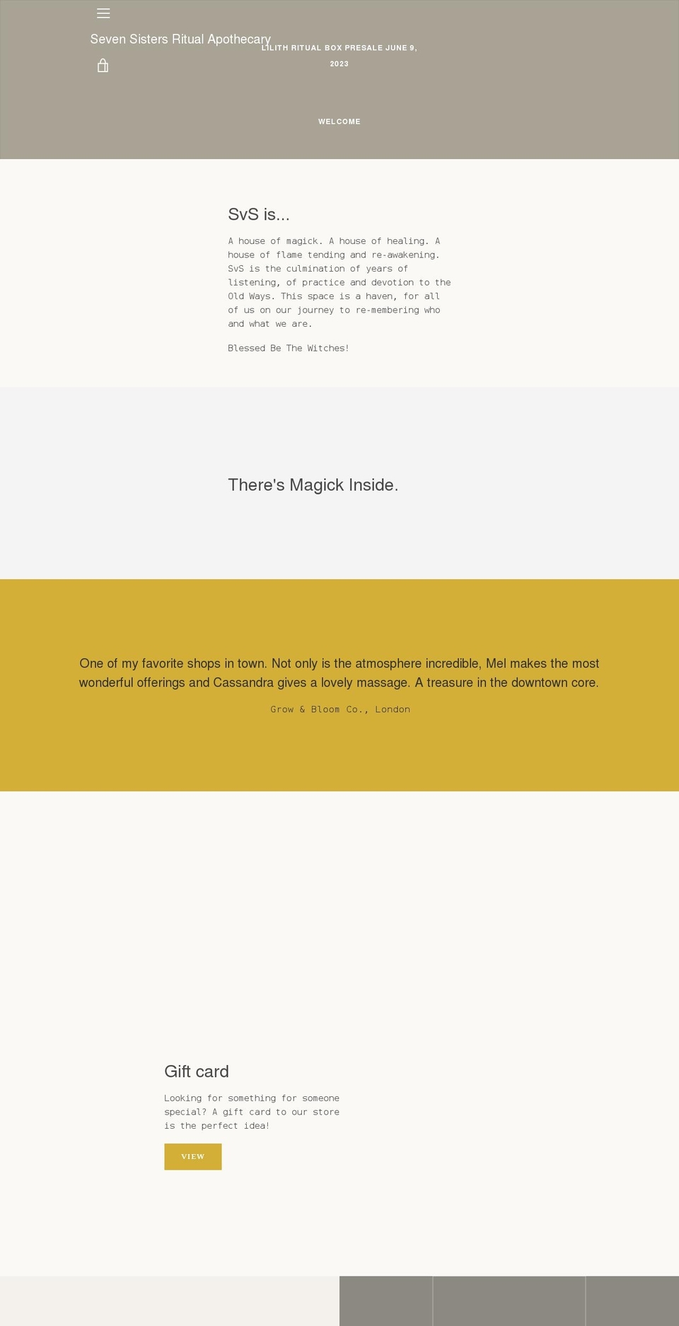 sevensisters.ca shopify website screenshot
