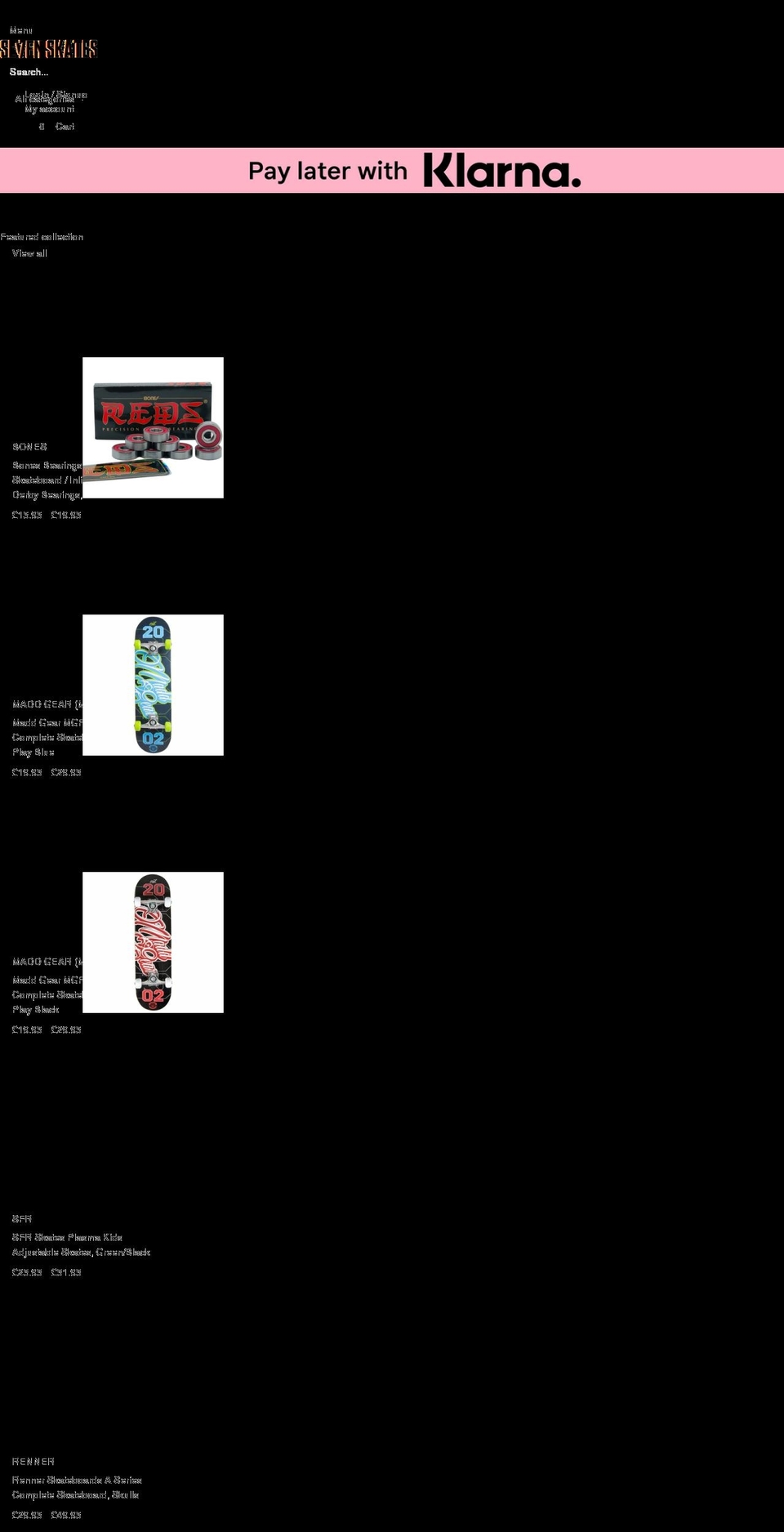 sevenskates.co.uk shopify website screenshot
