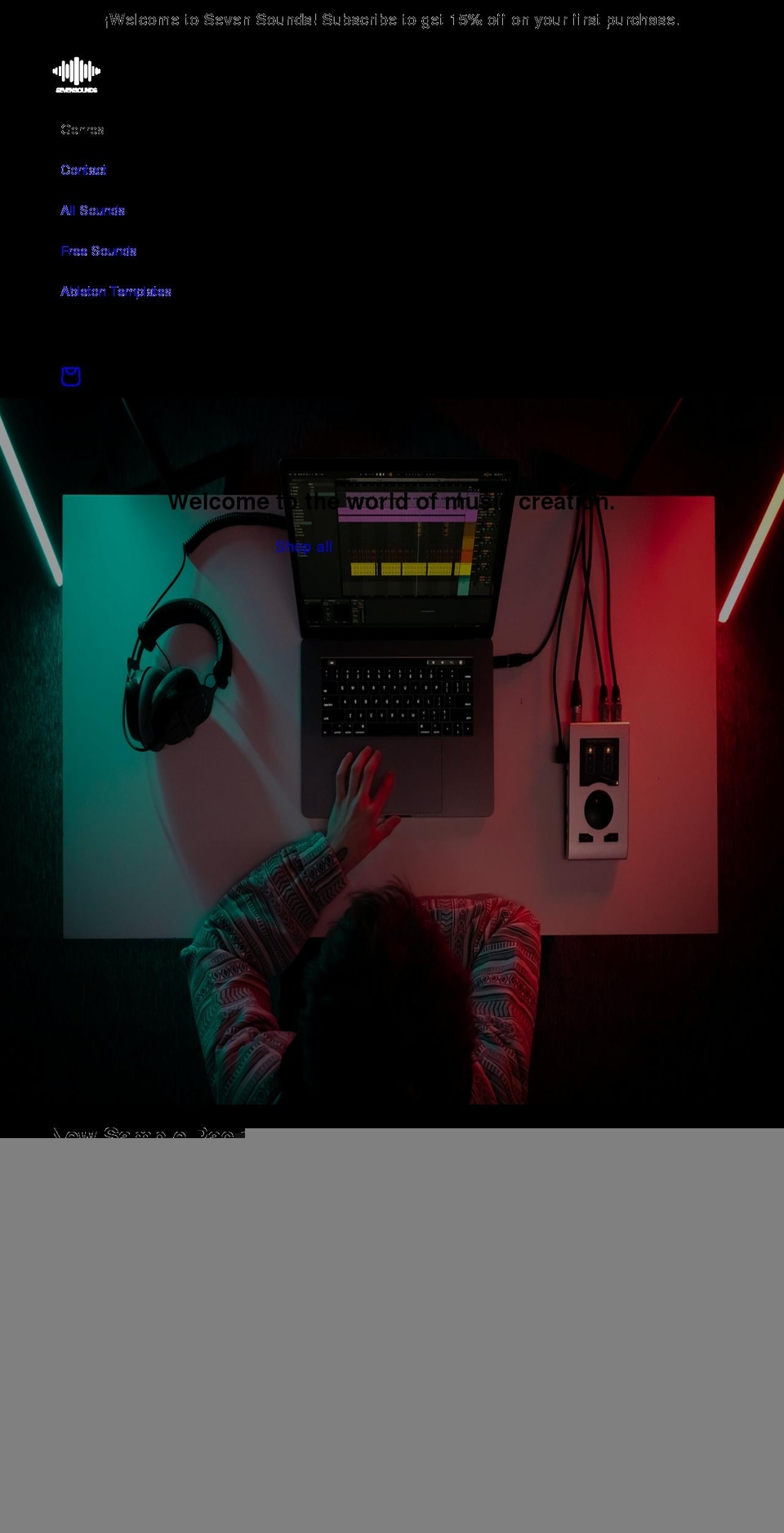 sevensoundsloops.com shopify website screenshot