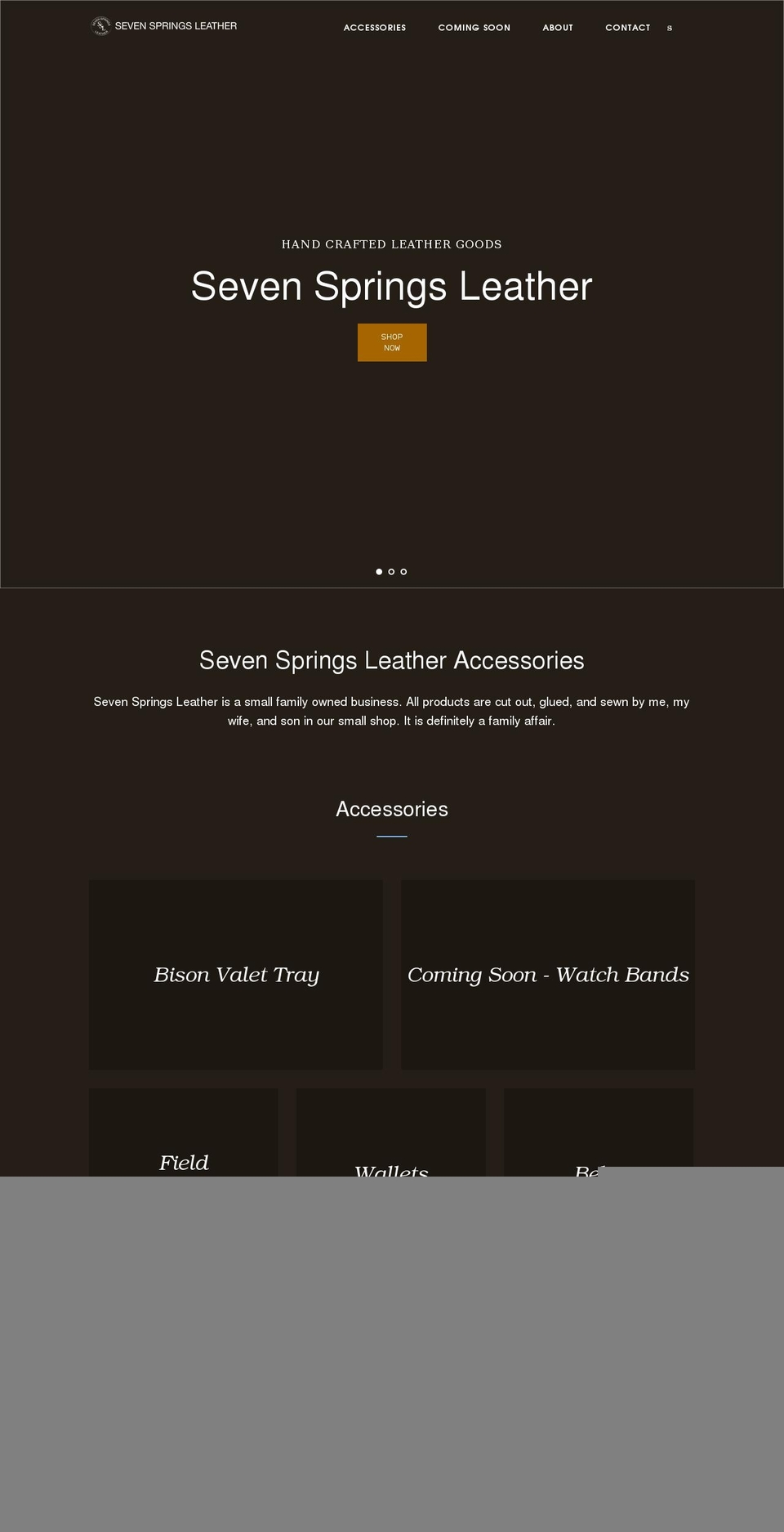 sevenspringsleather.com shopify website screenshot