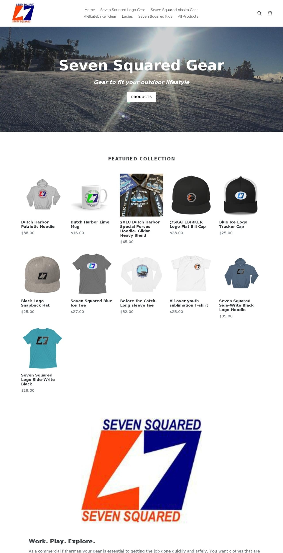 sevensquaredclothing.com — Shopify storefront screenshot