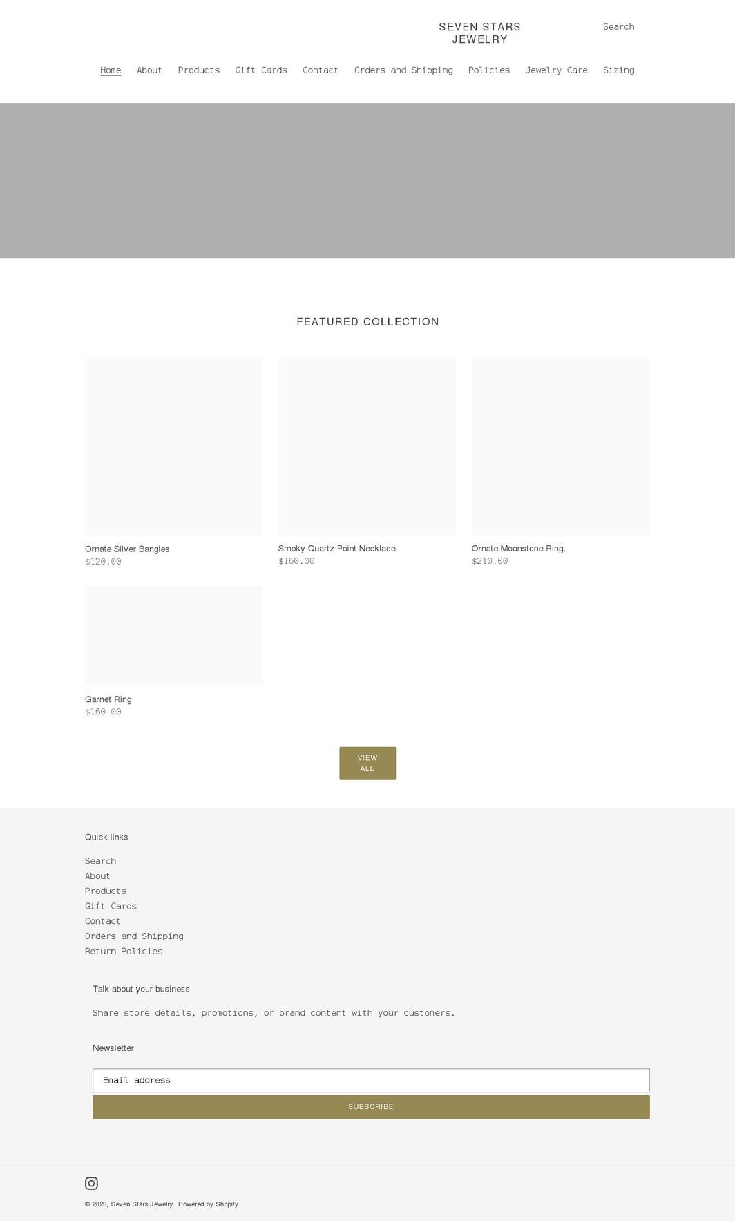 sevenstarsjewelry.com shopify website screenshot