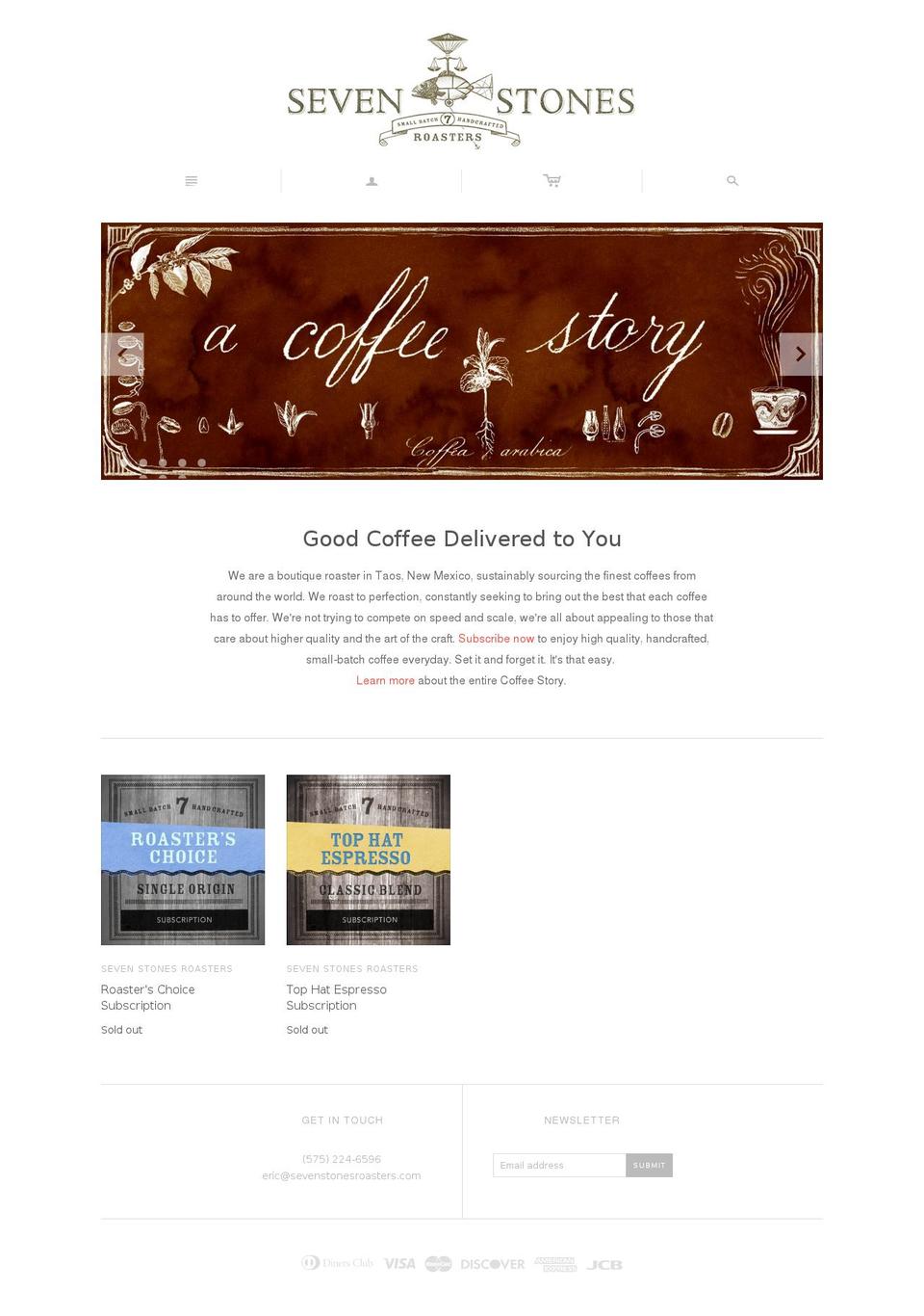 sevenstonesroasters.com shopify website screenshot